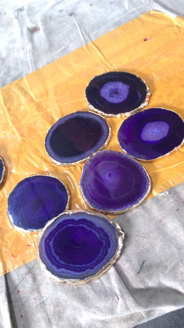 Natural Agate Slices Pad Coffee Cup and Tea Cup Are OK Natural Agate Slices Pad Coffee Cup and Tea Cup Are OK