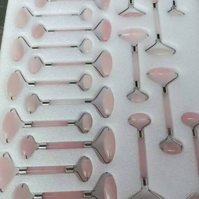 Natural Pink Crystal Roller Jade Beauty Instrument Powder Glass Massage Roller Face Slimming Face Lifting and Tightening