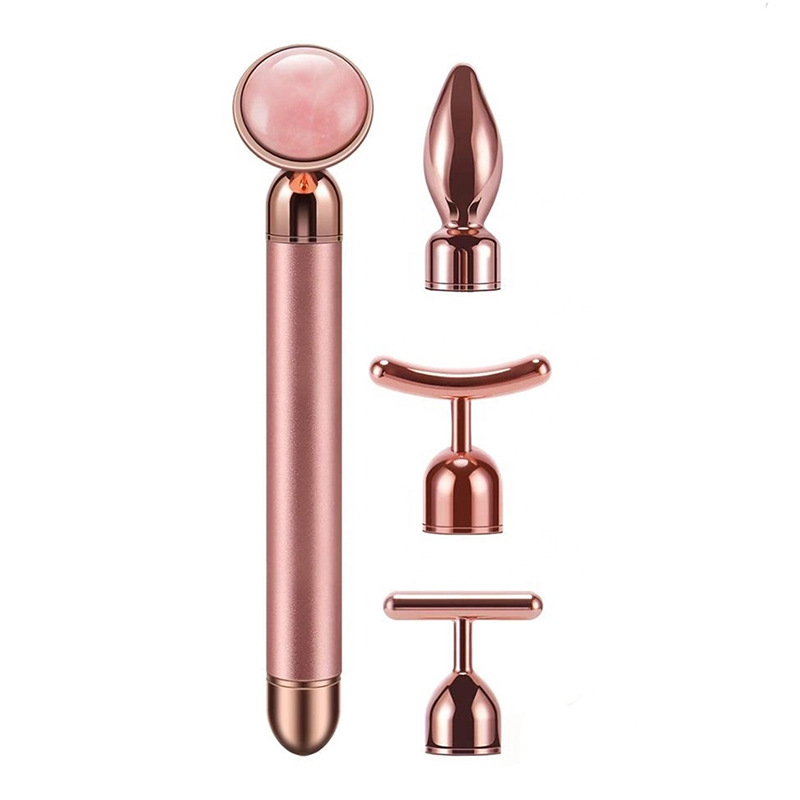 Beauty Instrument Facial Massager Electric ThreeinOne Natural Pink Crystal Jade Roller Beauty Bar Lifting Stick Whole Beauty Instrument Facial Massager Electric ThreeinOne Natural Pink Crystal Jade Roller Beauty Bar Lifting Stick Whole