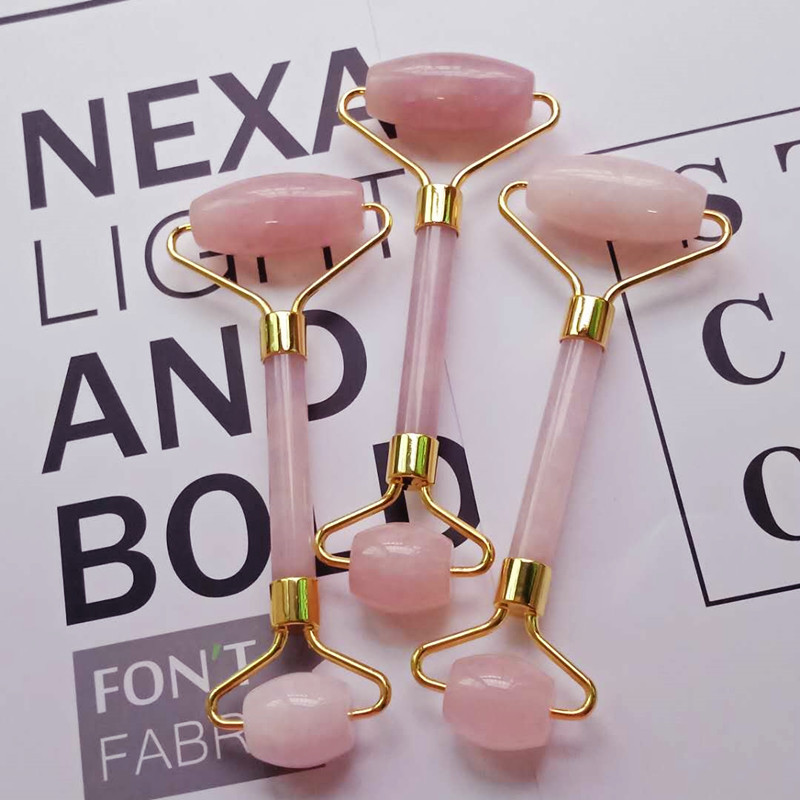 Hot Selling Jade Roller Pink Crystal Massager Facial Face Eye Beauty Massage Stick Cross-Border Direct Selling Supply Wholesale