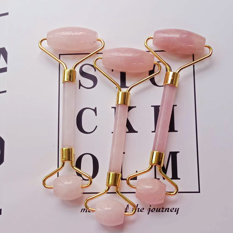 Hot Selling Jade Roller Pink Crystal Massager Facial Face Eye Beauty Massage Stick Cross-Border Direct Selling Supply Wholesale