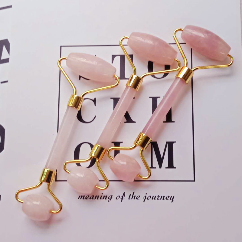 Hot Selling Jade Roller Pink Crystal Massager Facial Face Eye Beauty Massage Stick Cross-Border Direct Selling Supply Wholesale