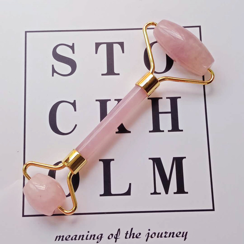 Hot Selling Jade Roller Pink Crystal Massager Facial Face Eye Beauty Massage Stick Cross-Border Direct Selling Supply Wholesale
