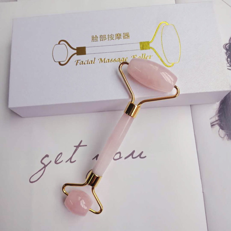 Hot Selling Jade Roller Pink Crystal Massager Facial Face Eye Beauty Massage Stick Cross-Border Direct Selling Supply Wholesale