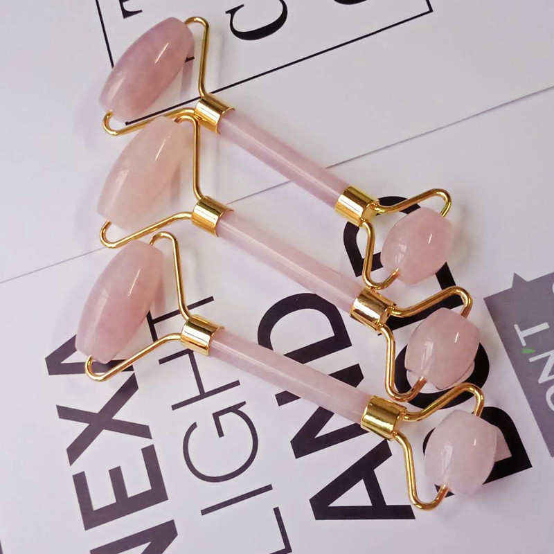 Hot Selling Jade Roller Pink Crystal Massager Facial Face Eye Beauty Massage Stick Cross-Border Direct Selling Supply Wholesale