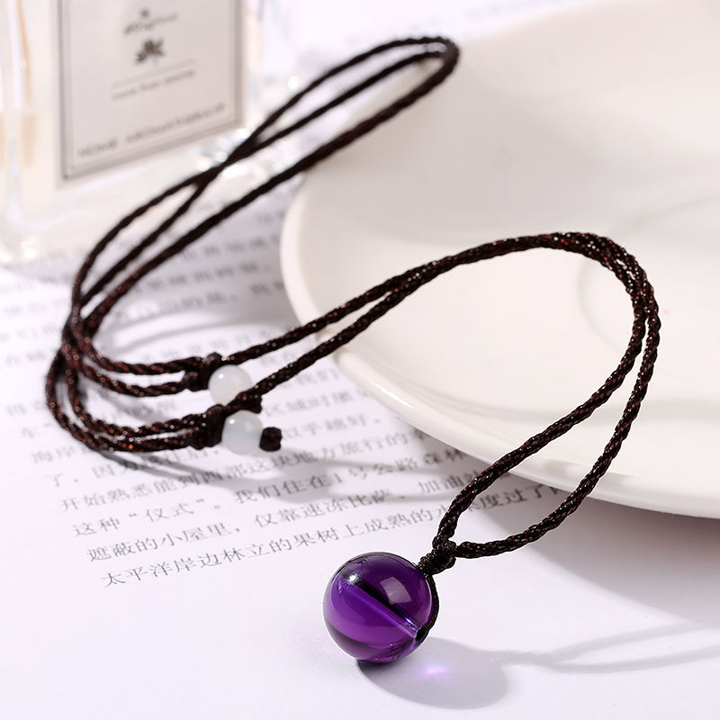 Natural Strawberry Quartz Pink Crystal Amethyst Pendant Clavicle Chain Lucky Attracting Male Student Aid Birthday Gift Female Accessories