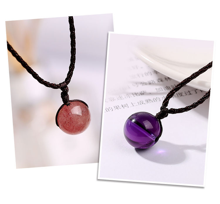 Natural Strawberry Quartz Pink Crystal Amethyst Pendant Clavicle Chain Lucky Attracting Male Student Aid Birthday Gift Female Accessories Natural Strawberry Quartz Pink Crystal Amethyst Pendant Clavicle Chain Lucky Attracting Male Student Aid Birthday Gift Female Accessories