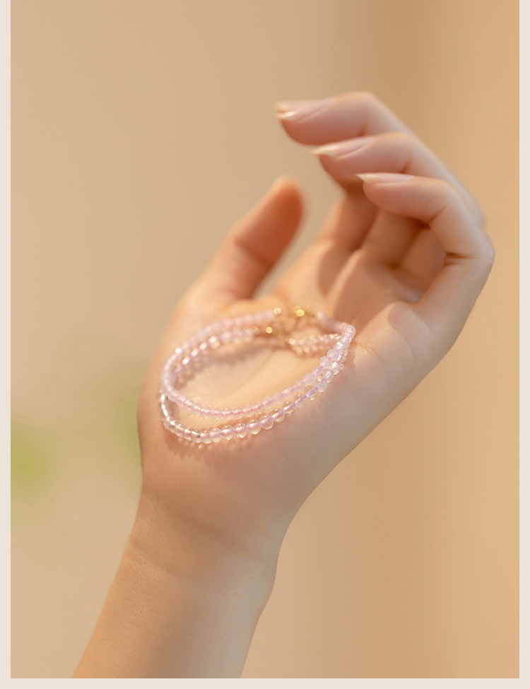 3mm Very Fine Pink Crystal Bracelet Women's Attracting Male Design Natural Girl Heart Bracelet Ins Retro Style Bracelet 3mm Very Fine Pink Crystal Bracelet Women's Attracting Male Design Natural Girl Heart Bracelet Ins Retro Style Bracelet