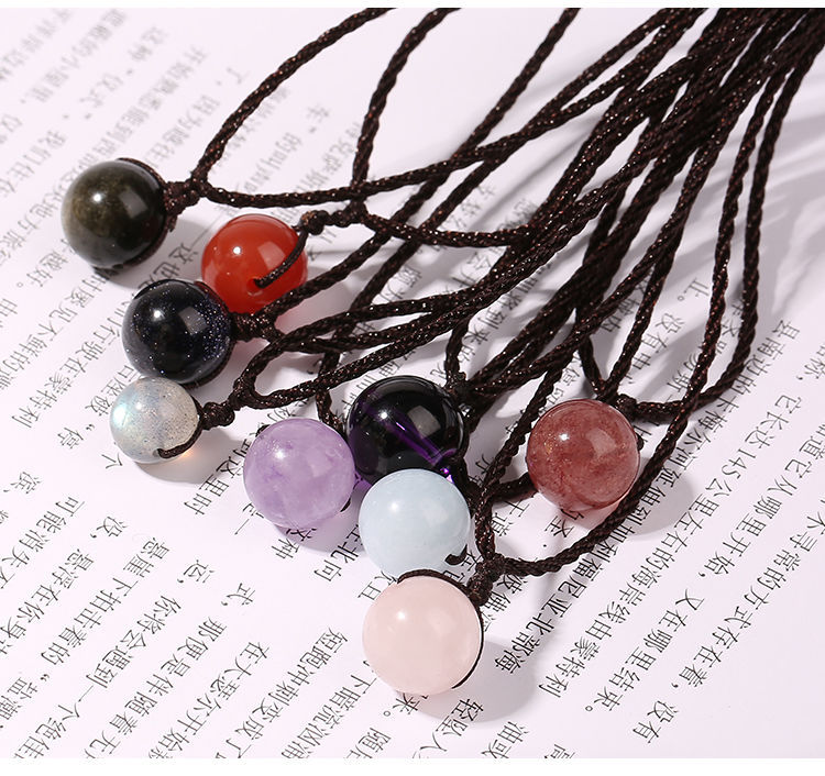 Natural Strawberry Quartz Pink Crystal Amethyst Pendant Clavicle Chain Lucky Attracting Male Student Aid Birthday Gift Female Accessories