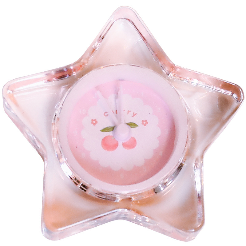Pink Girl Heart Cute Crystal Transparent Ultra-Quiet Clock Student Alarm Bedroom Multi-Functional Creative Large Volume