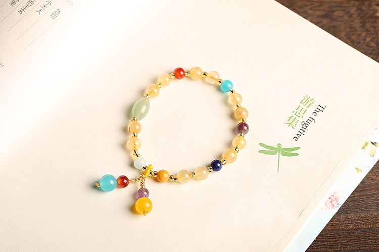 Original Design Duobao Ornament Brazil Natural Gold Rutilated Quartz Bracelet Women's Bracelet Vintage Agate Pink Crystal Bracelet Original Design Duobao Ornament Brazil Natural Gold Rutilated Quartz Bracelet Women's Bracelet Vintage Agate Pink Crystal Bracelet
