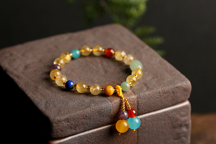 Original Design Duobao Ornament Brazil Natural Gold Rutilated Quartz Bracelet Women's Bracelet Vintage Agate Pink Crystal Bracelet Original Design Duobao Ornament Brazil Natural Gold Rutilated Quartz Bracelet Women's Bracelet Vintage Agate Pink Crystal Bracelet