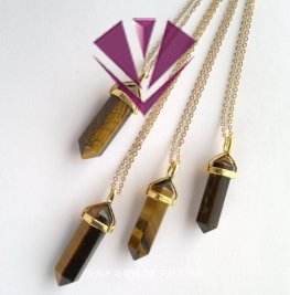 Natural stone pendant jewelry, amethyst, green gold, agate, tiger eye stone, protein