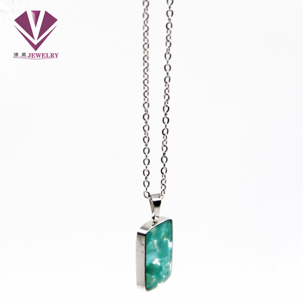 Stainless steel natural stone pendant, agate, powder crystal, amethyst, turquoise, tiger eye stone, pine stone, coral