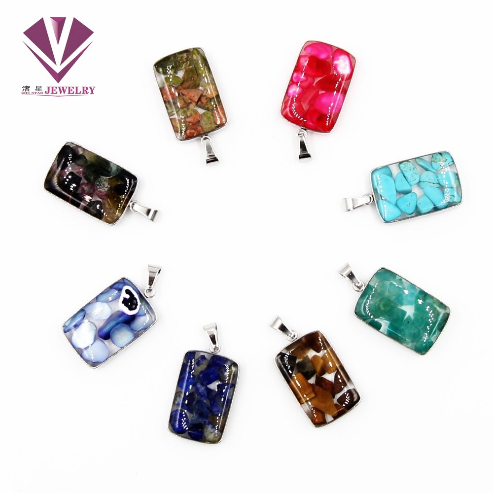 Stainless steel natural stone pendant, agate, powder crystal, amethyst, turquoise, tiger eye stone, pine stone, coral Stainless steel natural stone pendant, agate, powder crystal, amethyst, turquoise, tiger eye stone, pine stone, coral