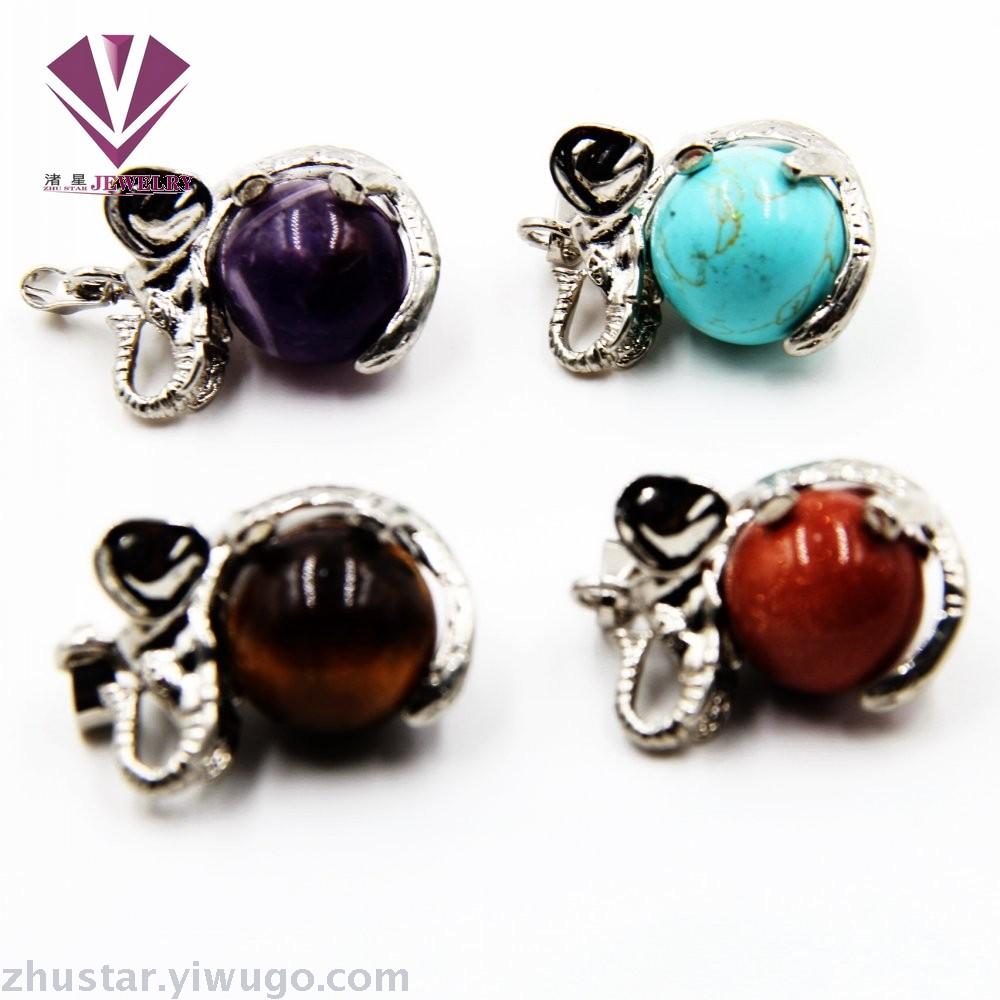 Natural stone elephant pendant beads, agate, pink crystal, amethyst, tiger eye stone, pine stone, coral Natural stone elephant pendant beads, agate, pink crystal, amethyst, tiger eye stone, pine stone, coral