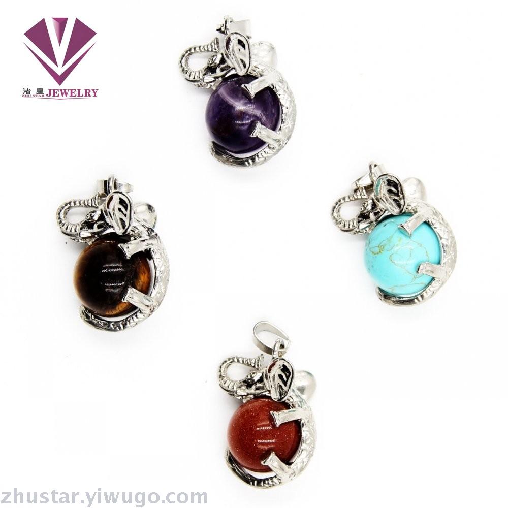 Natural stone elephant pendant beads, agate, pink crystal, amethyst, tiger eye stone, pine stone, coral Natural stone elephant pendant beads, agate, pink crystal, amethyst, tiger eye stone, pine stone, coral
