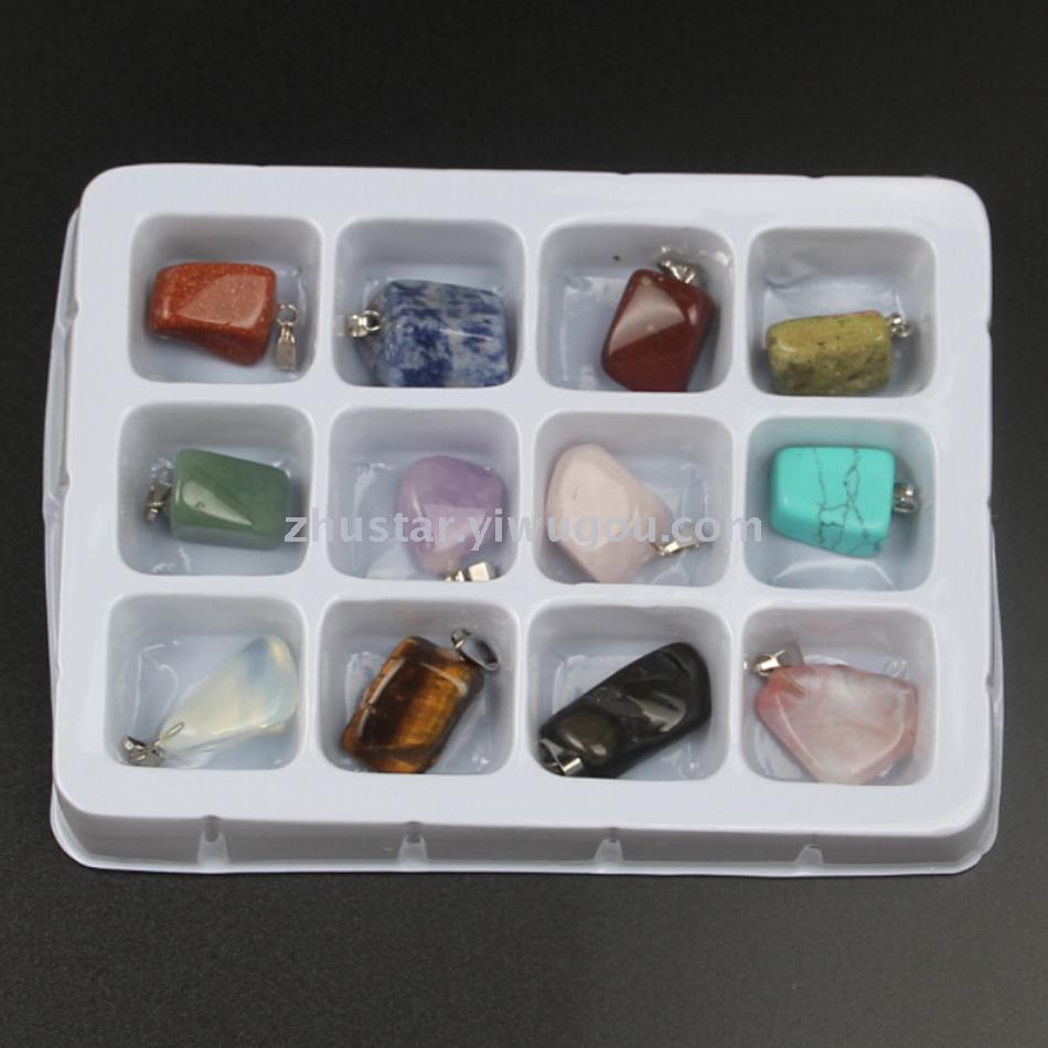 Natural stone, crystal, amethyst, agate, opal, tiger eye stone, various pendants.