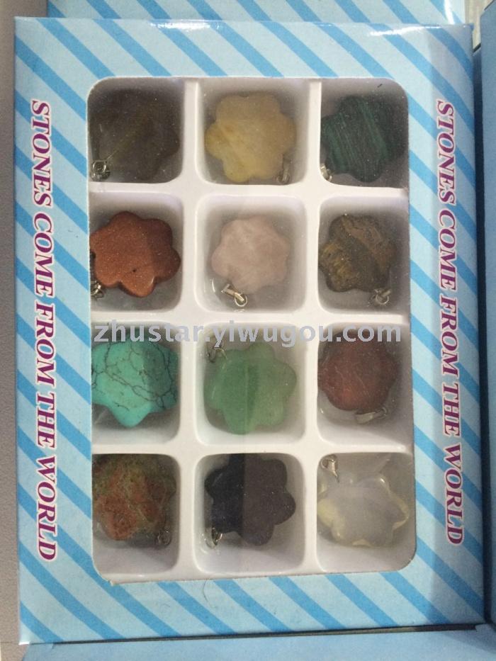 Natural stone, crystal, amethyst, agate, opal, tiger eye stone, various pendants.