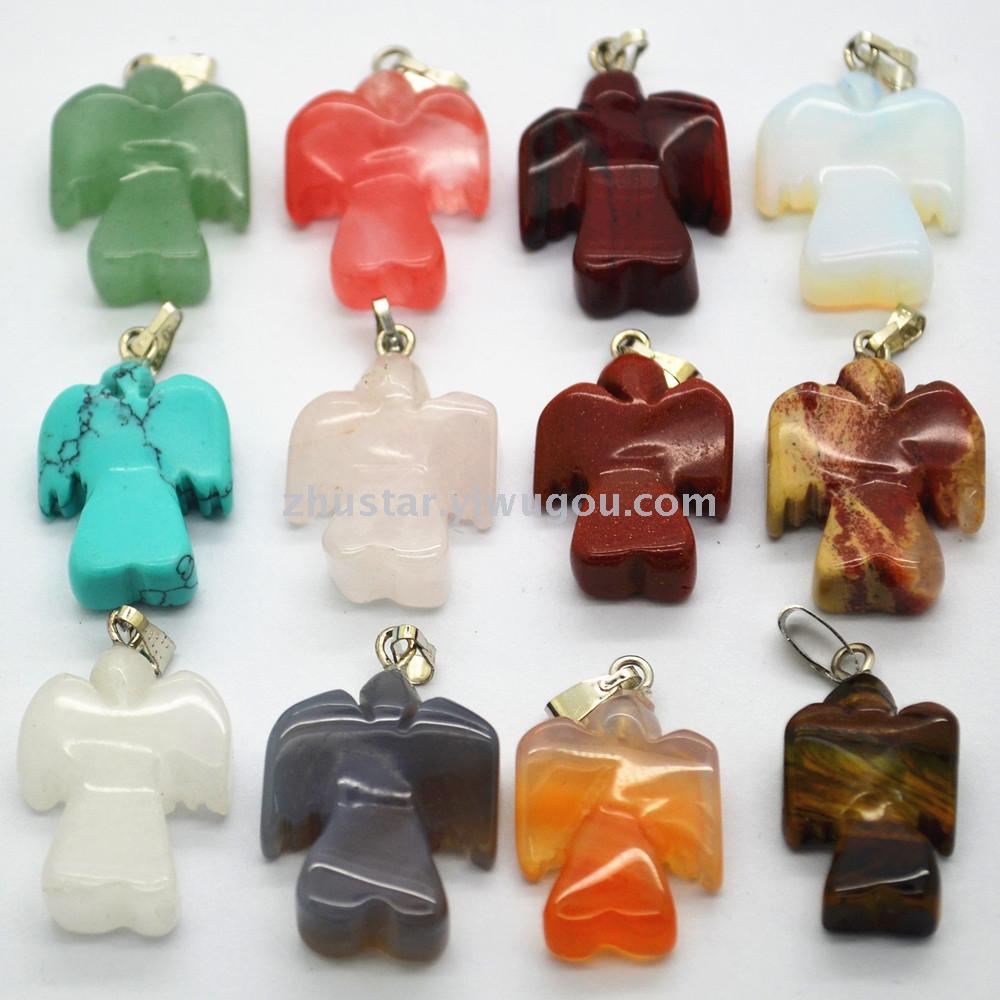 Natural stone, crystal, amethyst, agate, opal, tiger eye stone, various pendants.