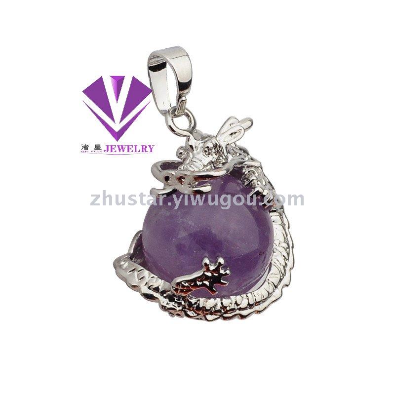 Natural stone, crystal, amethyst, agate, opal, tiger eye stone, dragon holding beads pendant. Natural stone, crystal, amethyst, agate, opal, tiger eye stone, dragon holding beads pendant.