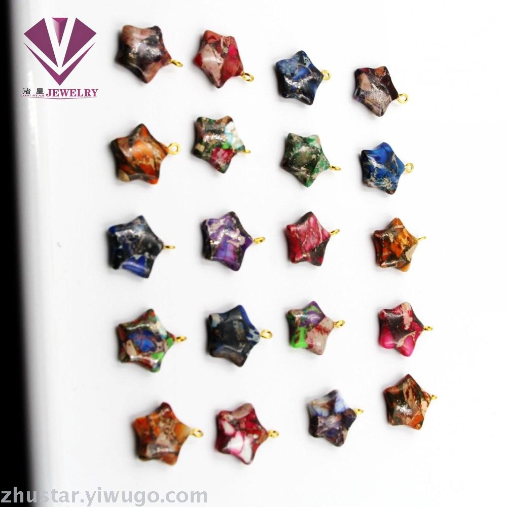 Natural stone opal emperor pine five star pendant, agate, powder crystal, amethyst, tiger eye stone, pine stone
