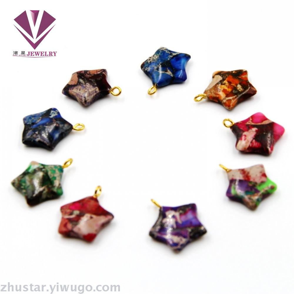Natural stone opal emperor pine five star pendant, agate, powder crystal, amethyst, tiger eye stone, pine stone