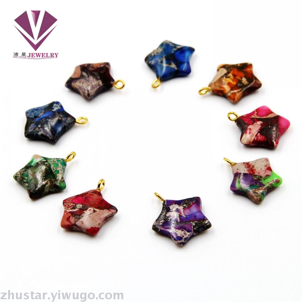 Natural stone opal emperor pine five star pendant, agate, powder crystal, amethyst, tiger eye stone, pine stone