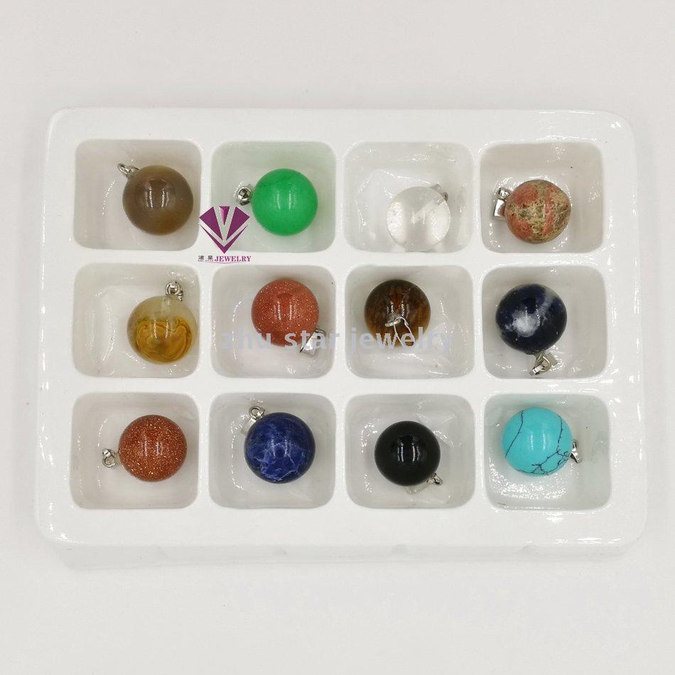 Fashionable natural stone beads pendant DIY jewelry wholesale Gemstone Black agate tiger eye stone Turquoise 