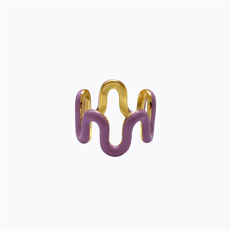 Net Red Wind Painting Oil Wave Ring Copper Plated Real Gold Ring Simple Elegant Solid Color Bracelet in Stock Wholesale Net Red Wind Painting Oil Wave Ring Copper Plated Real Gold Ring Simple Elegant Solid Color Bracelet in Stock Wholesale