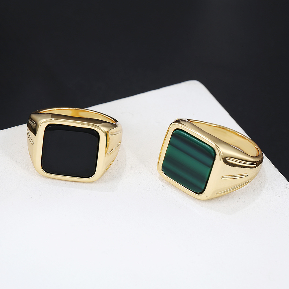 Cross-Border New Arrival Stamp Ring 18K Gold Ring Net Red Blogger Same Style Gold Plated Vintage Ring