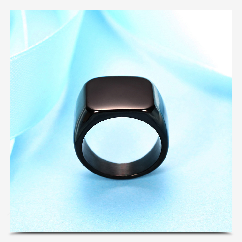 Simple Black Glossy Titanium Steel Ring Stainless Steel Men's and Women's Rose Gold Ring Printable Logo Factory Direct Sales Simple Black Glossy Titanium Steel Ring Stainless Steel Men's and Women's Rose Gold Ring Printable Logo Factory Direct Sales