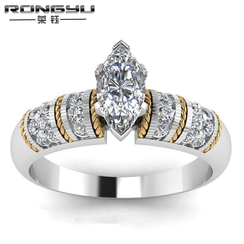 Rongyu Fashion Inlaid White Horse Eye Zircon Two-Color Gold Ring European and American Style Viking Amazon Hot Bracelet Rongyu Fashion Inlaid White Horse Eye Zircon Two-Color Gold Ring European and American Style Viking Amazon Hot Bracelet