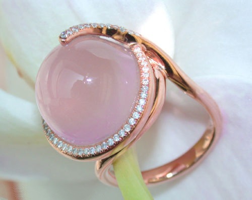 Yung yu ebay new hot pink crystal moonstone diamond ring Europe and America creative 14k rose gold ring Yung yu ebay new hot pink crystal moonstone diamond ring Europe and America creative 14k rose gold ring
