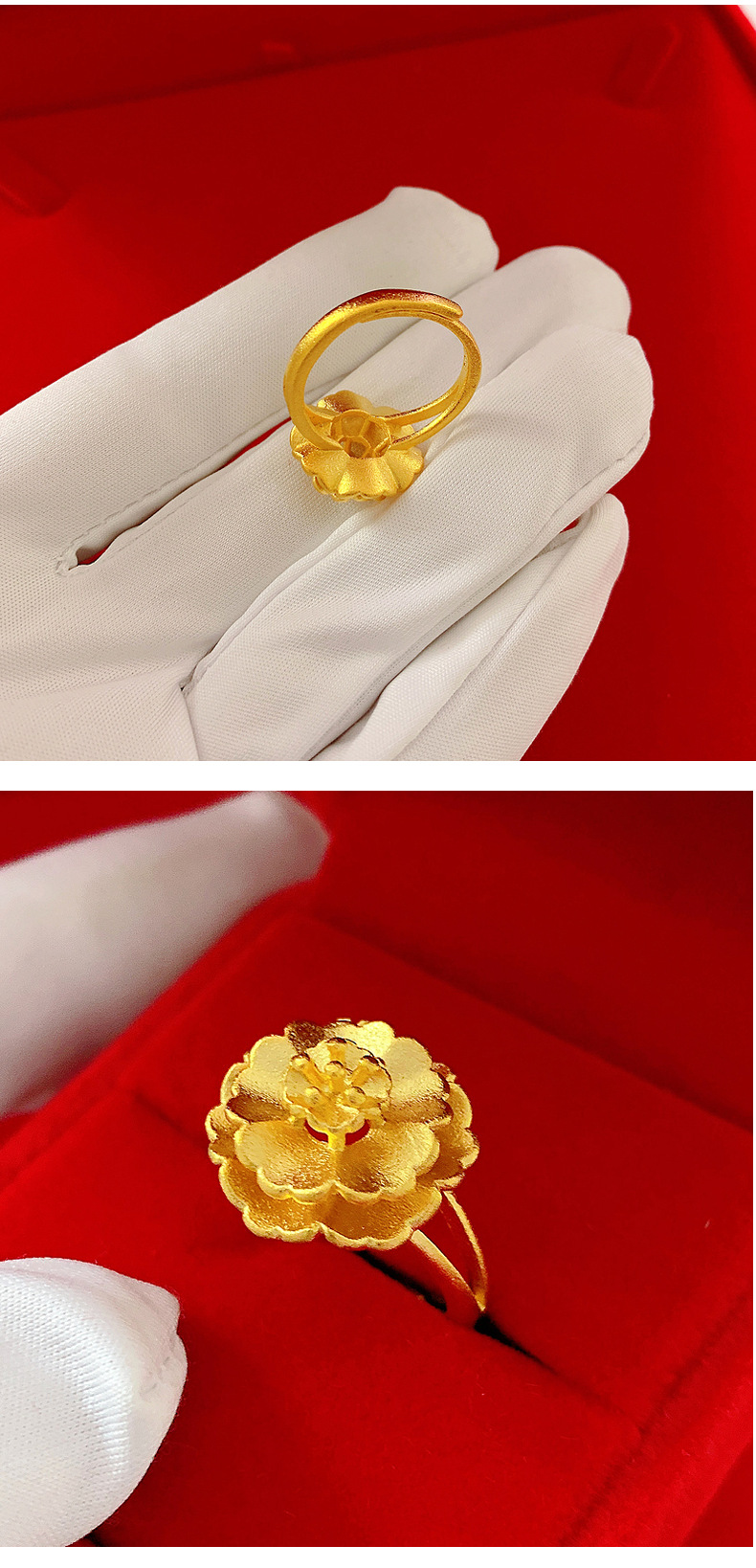 Vietnam Placer Gold Plated 24K Gold Ring Women's Artificial Gold Adjustable Mouth No Color Fading Wedding Index Finger Ring Vietnam Placer Gold Plated 24K Gold Ring Women's Artificial Gold Adjustable Mouth No Color Fading Wedding Index Finger Ring