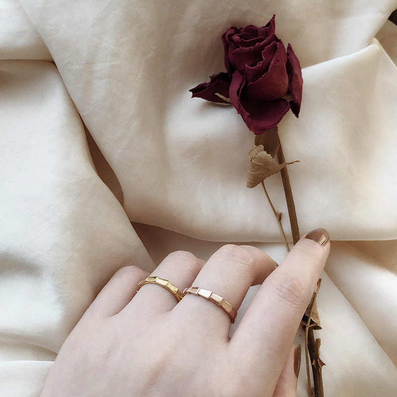 European and American Minimal Art All-Match Snake-Shaped Bamboo Ring Arrow Simple Fashion Colored Gold Ring Index Finger Titanium Steel Plated 18K Color Retention European and American Minimal Art All-Match Snake-Shaped Bamboo Ring Arrow Simple Fashion Colored Gold Ring Index Finger Titanium Steel Plated 18K Color Retention