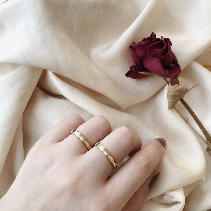 European and American Minimal Art All-Match Snake-Shaped Bamboo Ring Arrow Simple Fashion Colored Gold Ring Index Finger Titanium Steel Plated 18K Color Retention European and American Minimal Art All-Match Snake-Shaped Bamboo Ring Arrow Simple Fashion Colored Gold Ring Index Finger Titanium Steel Plated 18K Color Retention