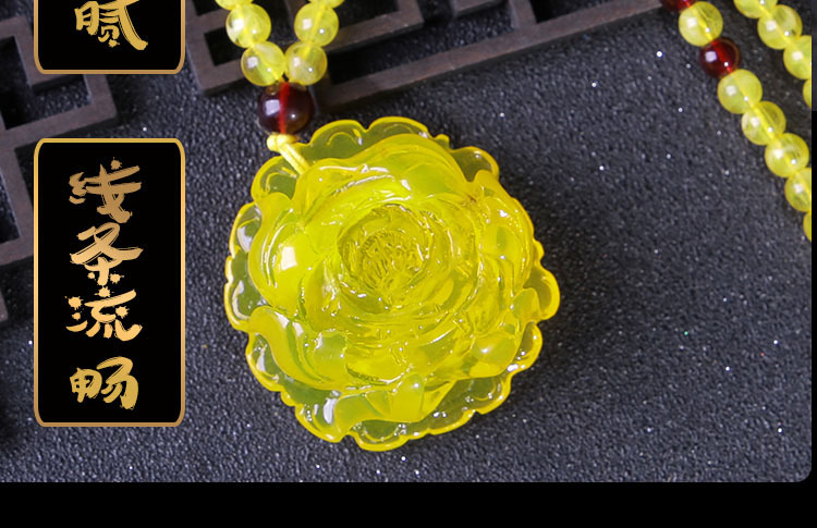 2020 New Retro Imitation Beeswax Yellow Chicken Grease Water Drop Pendant Creative Year Fish Necklace Sweater Chain Jewelry