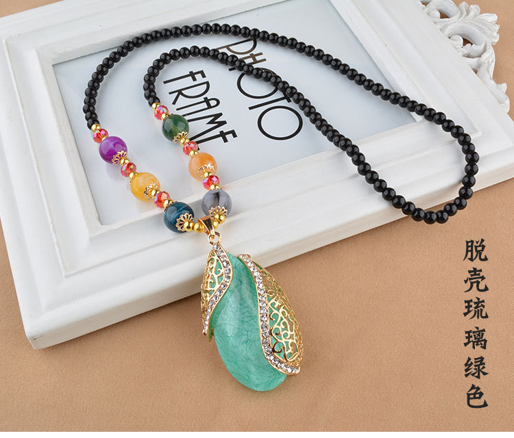 Ethnic Style Goldfish Sweater Chain Long Necklace Water Drop Imitation Beeswax Pendant Cotton Linen Trimmings for Clothing Pendant Wholesale Ethnic Style Goldfish Sweater Chain Long Necklace Water Drop Imitation Beeswax Pendant Cotton Linen Trimmings for Clothing Pendant Wholesale