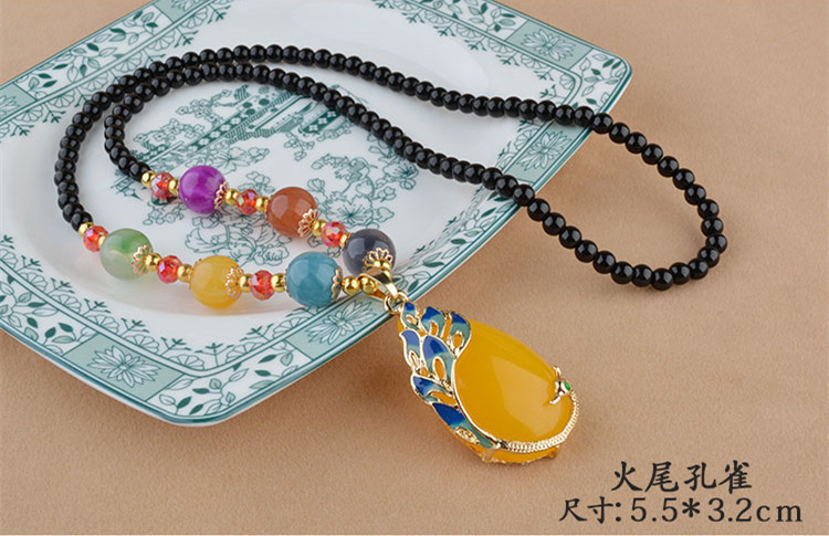 Ethnic Style Goldfish Sweater Chain Long Necklace Water Drop Imitation Beeswax Pendant Cotton Linen Trimmings for Clothing Pendant Wholesale Ethnic Style Goldfish Sweater Chain Long Necklace Water Drop Imitation Beeswax Pendant Cotton Linen Trimmings for Clothing Pendant Wholesale