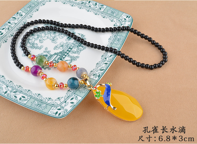Ethnic Style Goldfish Sweater Chain Long Necklace Water Drop Imitation Beeswax Pendant Cotton Linen Trimmings for Clothing Pendant Wholesale Ethnic Style Goldfish Sweater Chain Long Necklace Water Drop Imitation Beeswax Pendant Cotton Linen Trimmings for Clothing Pendant Wholesale