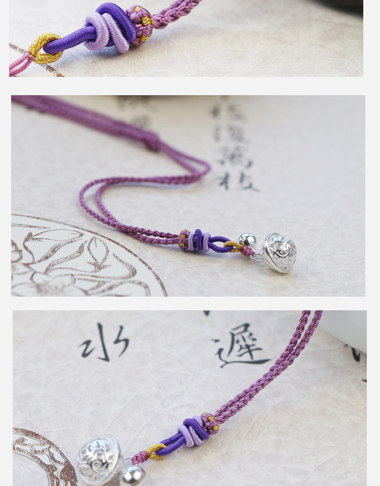 Handmade Braided Necklace Rope Clavicle Chain Sweater Chain Original Design Simple DIY Hanging Peace Buckle Beeswax Pendant