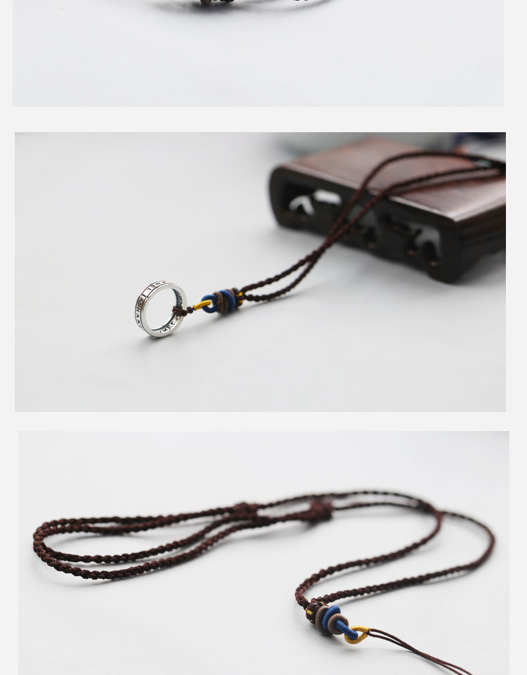 Handmade Braided Necklace Rope Clavicle Chain Sweater Chain Original Design Simple DIY Hanging Peace Buckle Beeswax Pendant