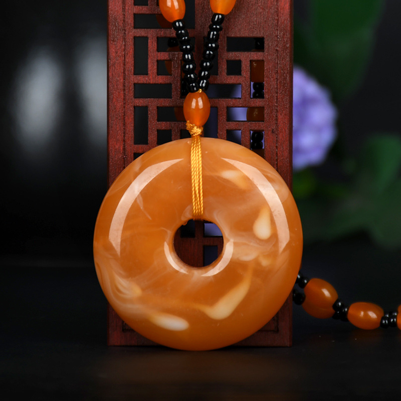 Beeswax Necklace Amber Pendant Hot Sale at Scenic Spot Male and Female Better Luck Pendant Temperament National Style Implied Necklace