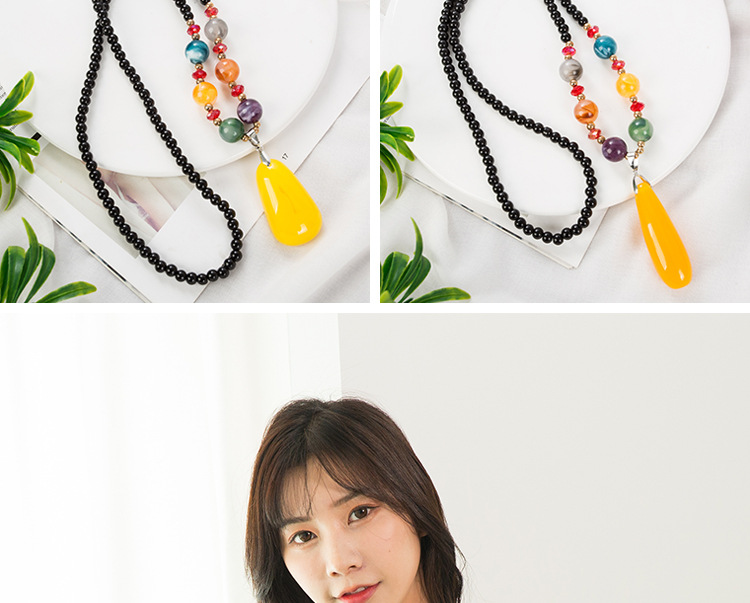 Sweater Chain Women's Autumn and Winter All-Match Long Necklace Women's Fashion Cross-Border New Accessories Popular Pendant Imitation Beeswax Pendant Sweater Chain Women's Autumn and Winter All-Match Long Necklace Women's Fashion Cross-Border New Accessories Popular Pendant Imitation Beeswax Pendant