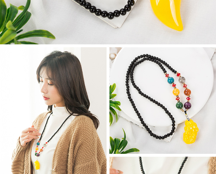 Sweater Chain Women's Autumn and Winter All-Match Long Necklace Women's Fashion Cross-Border New Accessories Popular Pendant Imitation Beeswax Pendant Sweater Chain Women's Autumn and Winter All-Match Long Necklace Women's Fashion Cross-Border New Accessories Popular Pendant Imitation Beeswax Pendant