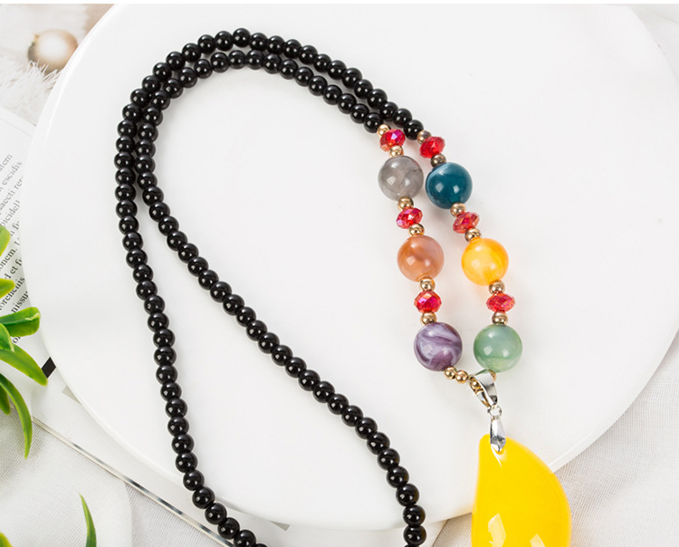 Sweater Chain Women's Autumn and Winter All-Match Long Necklace Women's Fashion Cross-Border New Accessories Popular Pendant Imitation Beeswax Pendant Sweater Chain Women's Autumn and Winter All-Match Long Necklace Women's Fashion Cross-Border New Accessories Popular Pendant Imitation Beeswax Pendant