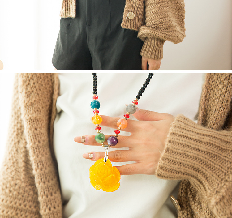 Sweater Chain Women's Autumn and Winter All-Match Long Necklace Women's Fashion Cross-Border New Accessories Popular Pendant Imitation Beeswax Pendant Sweater Chain Women's Autumn and Winter All-Match Long Necklace Women's Fashion Cross-Border New Accessories Popular Pendant Imitation Beeswax Pendant