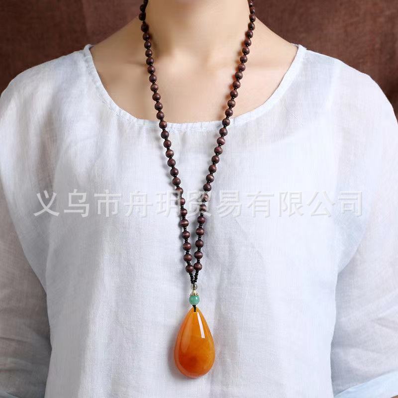 Stall Scenic Spot New Ethnic Style Beaded Imitation Beeswax Sweater Chain Jewelry Vintage Accessories Pendant Women's Necklace Stall Scenic Spot New Ethnic Style Beaded Imitation Beeswax Sweater Chain Jewelry Vintage Accessories Pendant Women's Necklace
