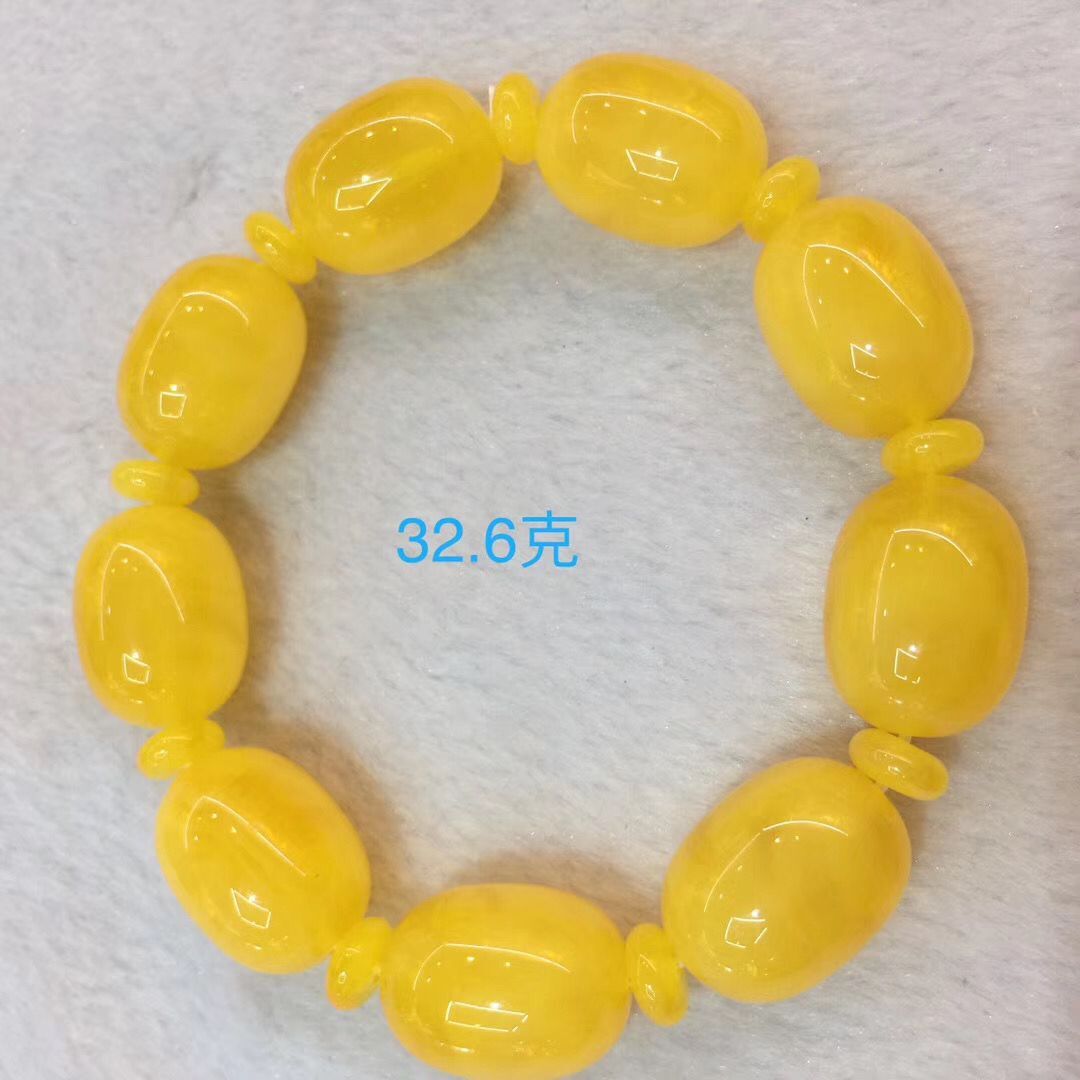 Pure natural second generation amber beeswax bracelet hand chain chicken oil yellow men and women genuine amber bracelet